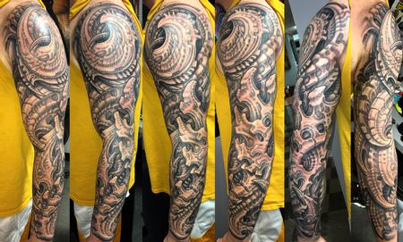 Tattoos - Biomech Sleeve Black and Gray - 126542